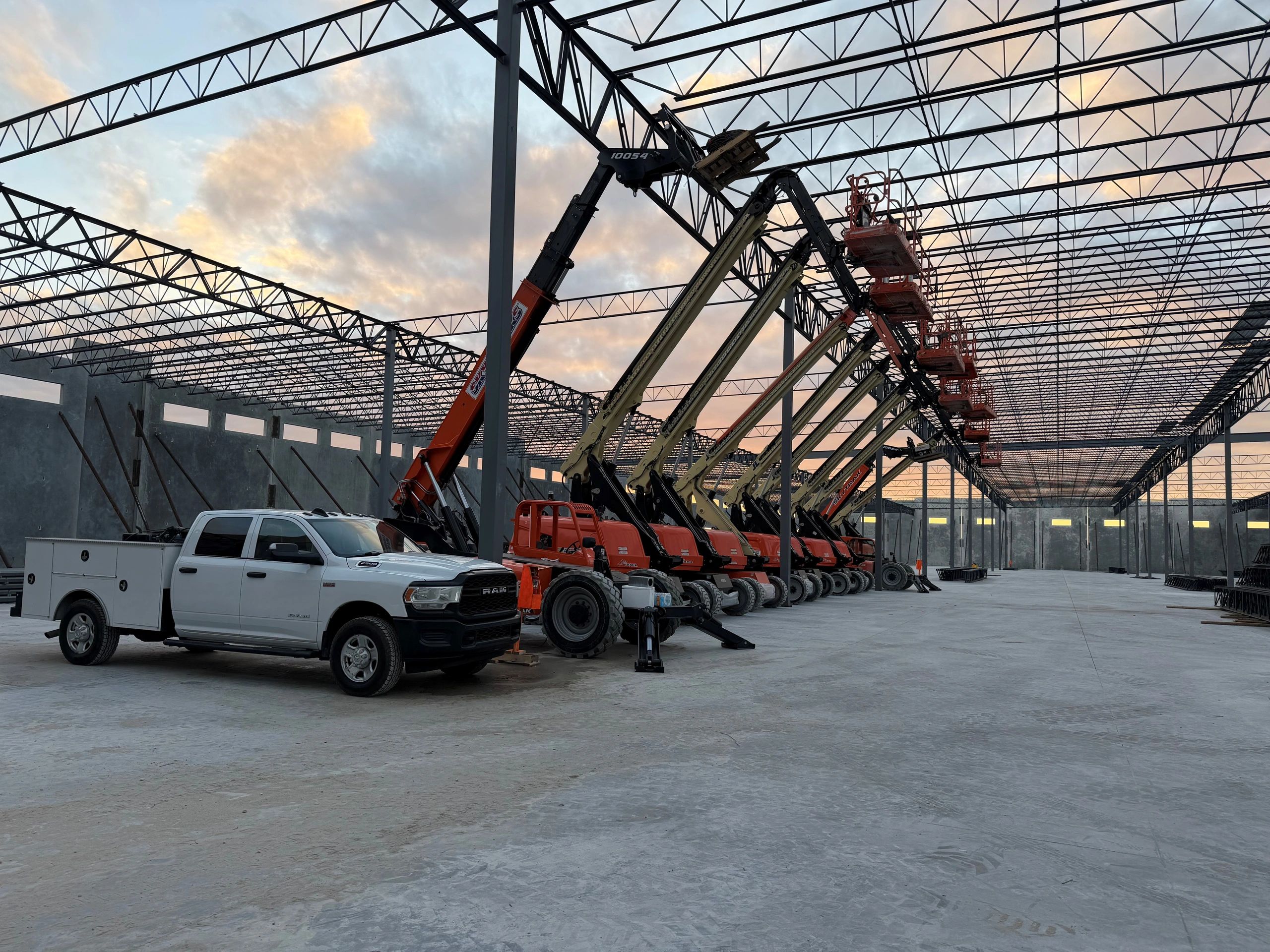 Steel construction workers on an industrial site